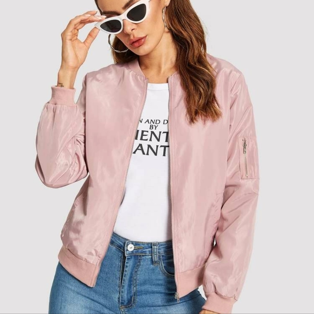 Blue Rair mauve sateen bomber jacket size small